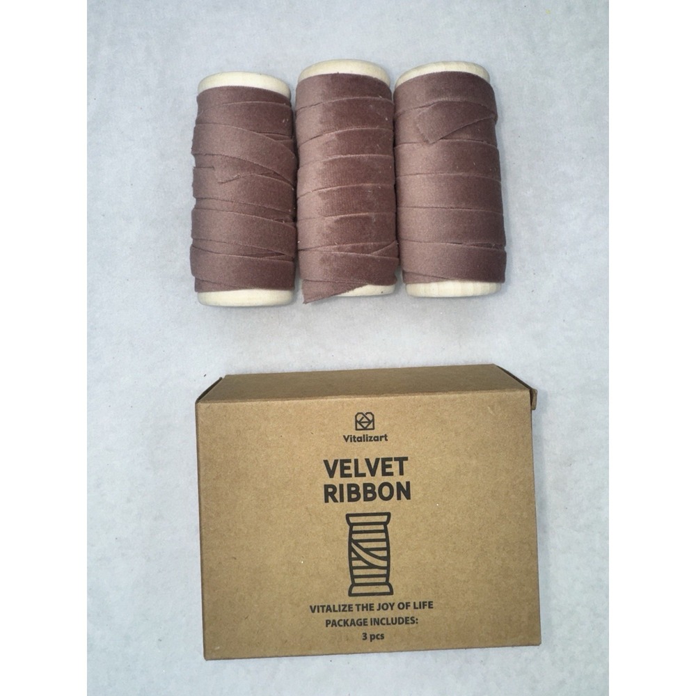 3 Pack Rose Gold Velvet Ribbon 3/8" x 5 Yards Gift Wrap Decoration Crafting Bow